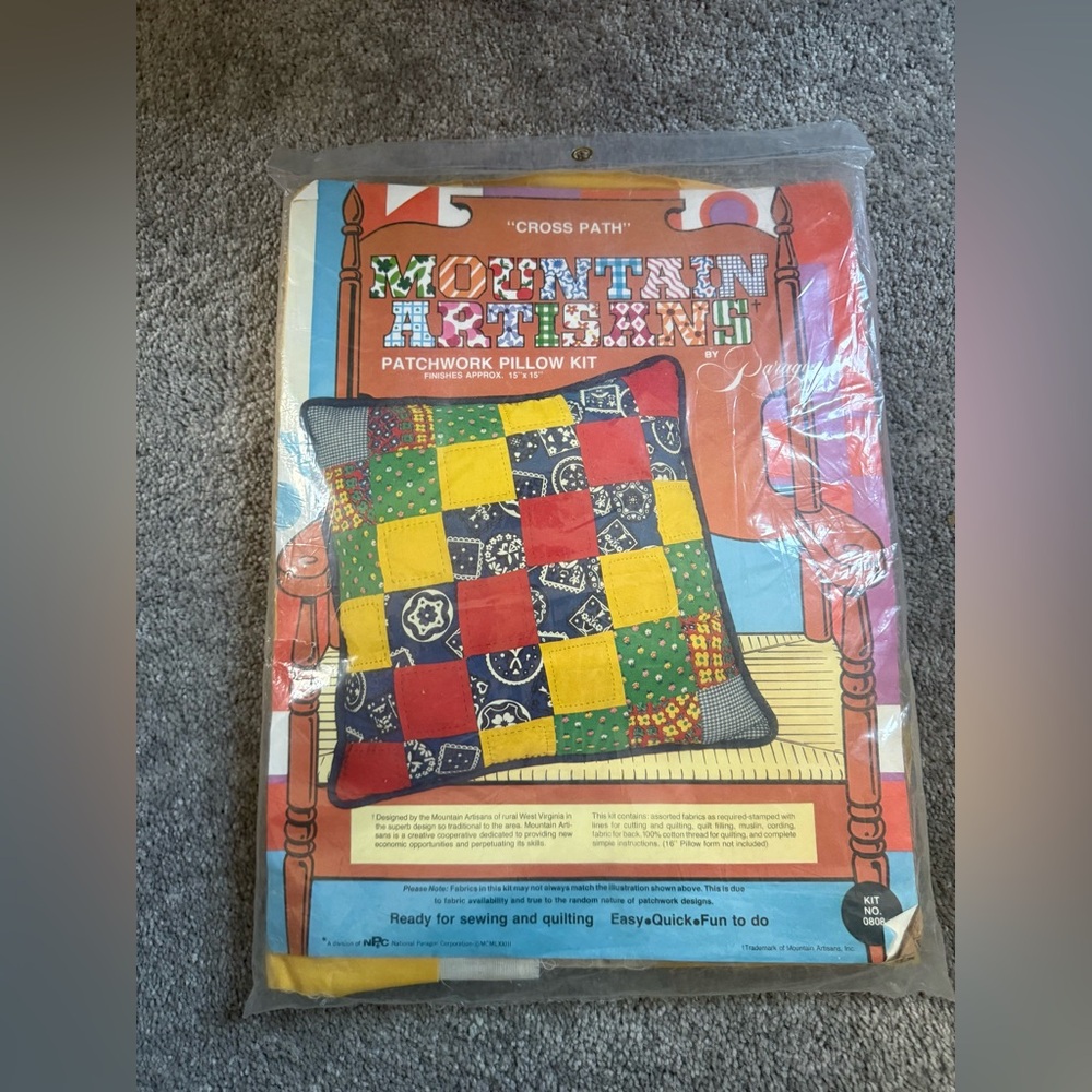 Vintage Mountain Artisans Patchwork Pillow Kit Craft Cross Path 1973 Unopened